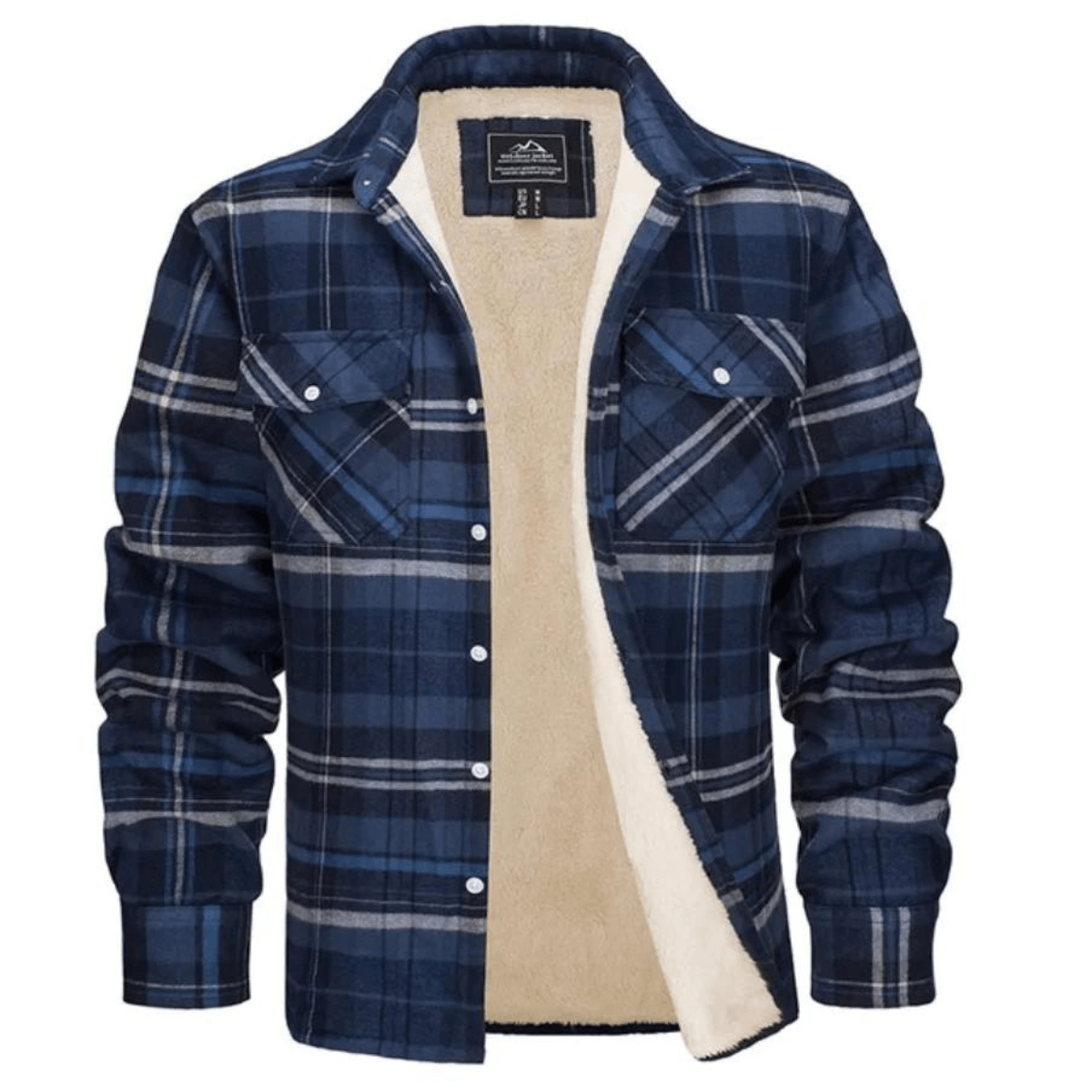 Men’s Checked Jacket - Fleece-Lined - Button-Up - Warm Casual Outerwear
