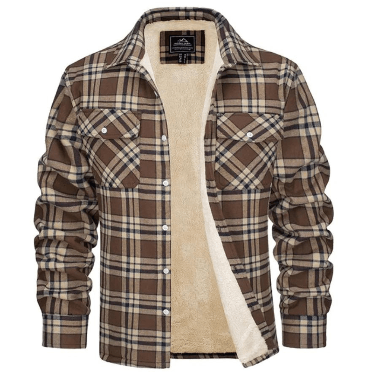 Men’s Checked Jacket - Fleece-Lined - Button-Up - Warm Casual Outerwear