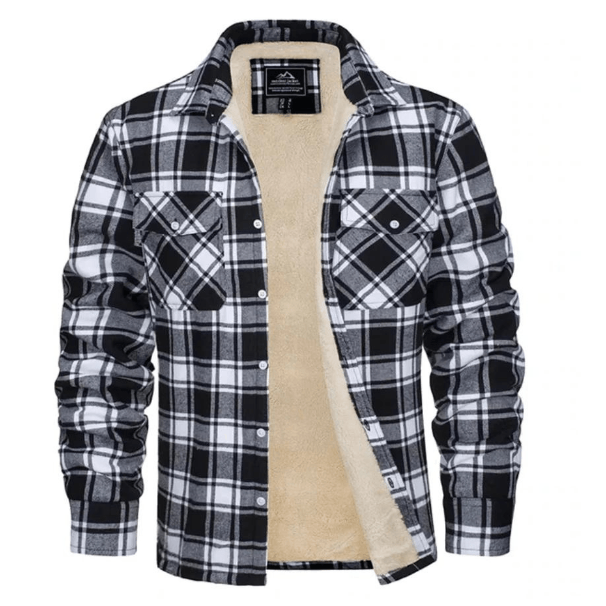 Men’s Checked Jacket - Fleece-Lined - Button-Up - Warm Casual Outerwear