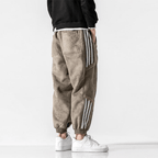 Men's Jogger Pants - Casual Fleece-Lined Relaxed Fit with Striped Detail for Street Style