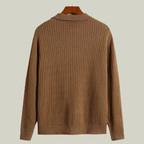 V-Neck Polo Sweater Ribbed