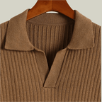 V-Neck Polo Sweater Ribbed