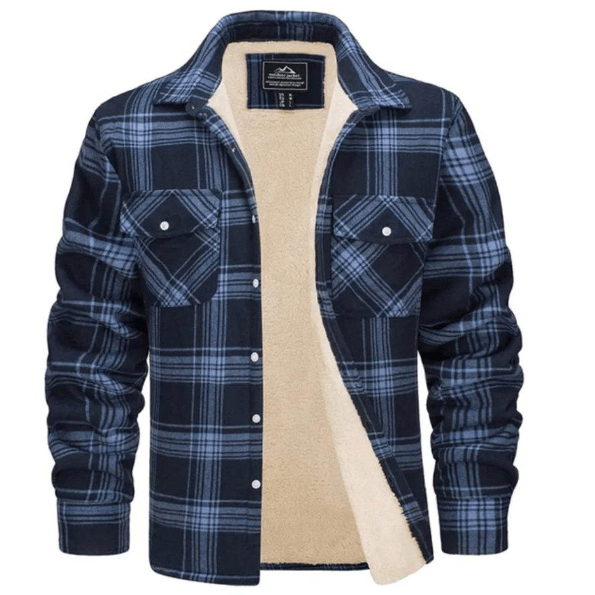 Men’s Checked Jacket - Fleece-Lined - Button-Up - Warm Casual Outerwear