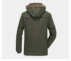 Men's Long Crochet Coat - Warm Hooded Jacket with Fleece Lining for Winter Comfort