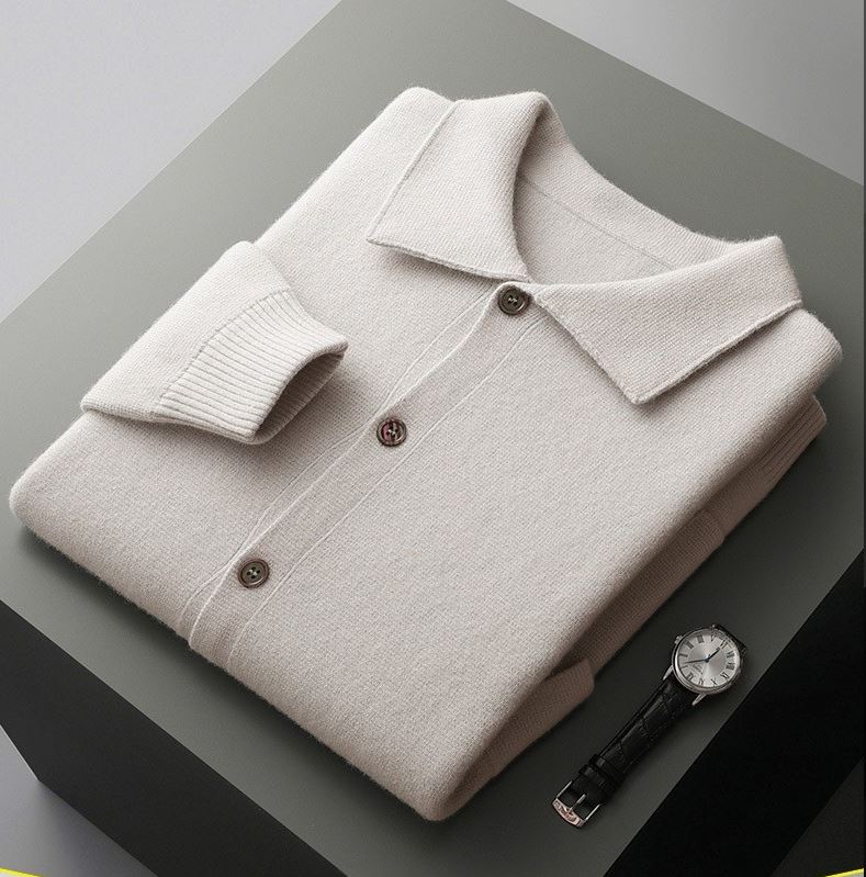 Men Button Down Knitted Winter Cardigan Long Sleeve